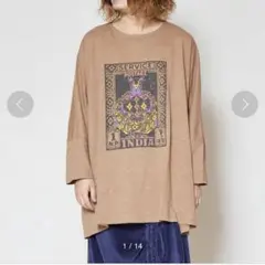 チャイハネ amina INDIA切手柄プリントビッグシルエットメンズTシャツのサムネイル