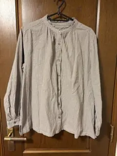 チェック柄長袖シャツ フリル襟　スタジオクリップ