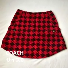 COACH　コーチ　ミニスカート　千鳥格子　赤　黒　サイズ0のサムネイル