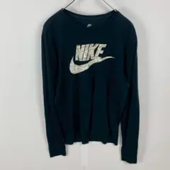 訳あり NIKE ナイキ ロンT パイソン柄 Tシャツ デカロゴ 長袖 黒 Lのサムネイル
