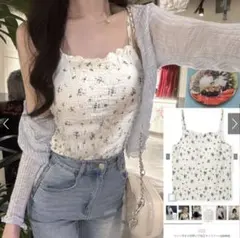 パット付き花柄キャミソール