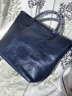 【未使用】髭バッグ HIGE BAG レザー トートバッグ ネイビー A4対応