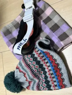 ニット帽とミラーゴーグル、ネックウォーマーセット