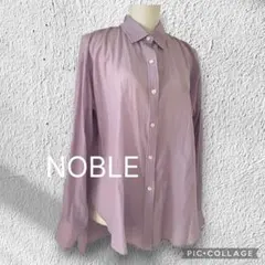 ノーブル　NOBLE シルキーコットンスプリングカラーシャツ ピンクパープルのサムネイル