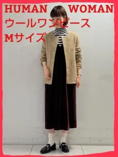 HUMAN WOMAN♥️ウール 袖なしワンピース ノースリーブワンピース M