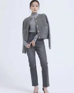 anuans アニュアンス Slim straight denim グレー