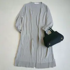 センスオブプレイス◇ニットロングカーディガン シンプル 羽織り 冷房対策 F