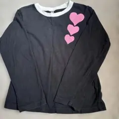 長袖カットソー 130サイズ 黒 ハート柄