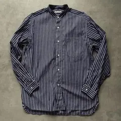 日本製　ユナイテッドアローズ　ストライプ　バンドカラー　シャツ