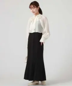 【美品】ボウタイブラウス＋マーメイドキャミワンピース