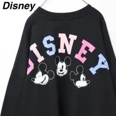 【バックプリント】ディズニー／スウェット　ジョージ　刺繍ロゴ　センターロゴ　XL