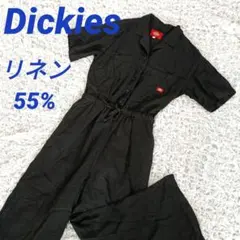 ディッキーズ リネン 麻混 つなぎ 黒