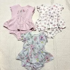 next 花柄フリルロンパース 80cm 3枚セット