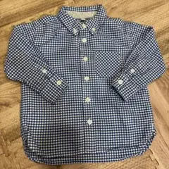 青と白のチェック柄 ボタンダウンシャツ90