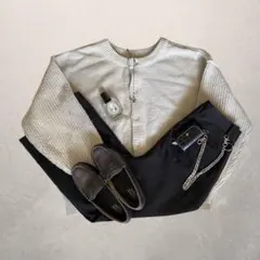 【Aラインシルエット】HARE 2WAY短丈カーディガン×ワイドフレアトラウザー