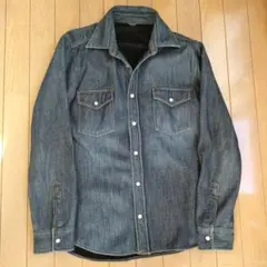 デニム調シャツ インディゴブルー M 裏地あり