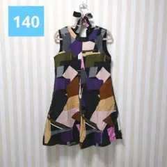 試着のみ♪rora 幾何学模様 ワンピース　リボン付き　　　ローラ　140のサムネイル