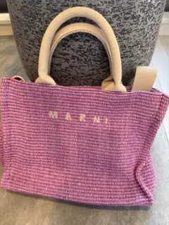 こ*)様 マルニ MARNI ラフィアエフェクト スモール トート アラベスク