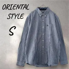 オリジナルスタイル スリムフィット ボタンダウンシャツ ぞう刺繍 ストライプ S