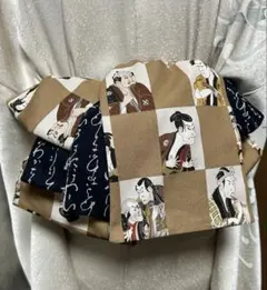 大人の兵児帯、浮世絵柄格子、リバーシブル長め