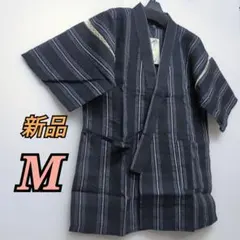 新品 タグ付✦M 甚平✦ブラック 黒 縞✦部屋着✦綿100%✦上下セット