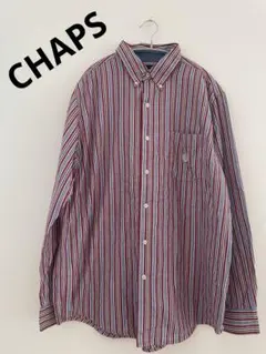 CHAPS】赤×白 長袖シャツ メンズ Lサイズ相当