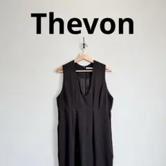 Thevon ノースリワンピース マキシ ロング ブラック F スリット スリムのサムネイル