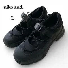 ニコアンド　ブラック スポーツサンダル ストラップ付き　スリッポン　厚底　L
