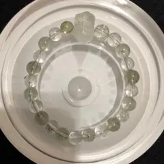 グリーン水晶　グリーンファントム共生水晶デザインブレスレット　7㎜　内径15㎝