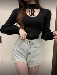 SHEIN チョーカー風　ニットトップ好き