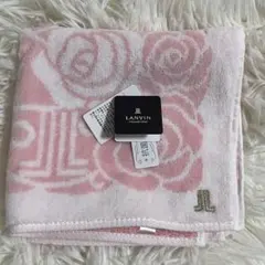 LANVIN バラ模様 タオルハンカチ ピンク タグ付き
