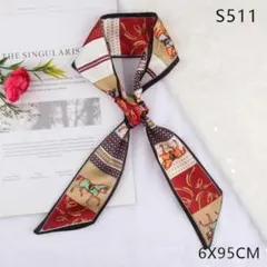 リボンスカーフ バッグスカーフ 馬　レトロ　ブラック　黒　ヘアリボン　スカーフ