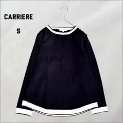 キャリエール ニット セーター きれいめ 上品 通勤 黒トップス セレモニー