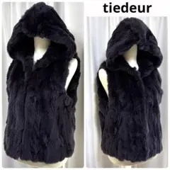 極美品 tiedeur ティエドゥール レッキスラビット ファーベスト ネイビー