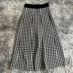 美品✨【GU】ジーユー フレアロングスカート ギンガムチェック S ウエストゴム