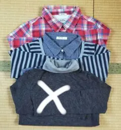 ★　トップス長袖カットソー襟シャツ2点セット