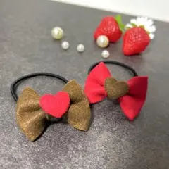 バレンタイン　リボン　ヘアゴム ヘアアクセサリー