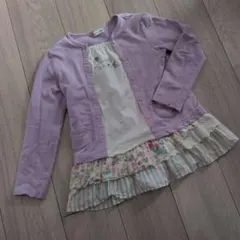 ニットプランナーKPケーピー130女の子キッズこどもチュニック長袖重ね着風