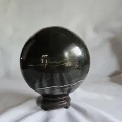 特大 緑石 丸玉 22㎝16kg 木製台座付 鑑賞石 天然石 緑玉 青玉 五色石