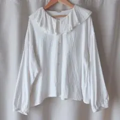 サマンサモスモス　襟フリル前開きブラウス