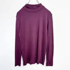 ユニクロ リブタートルネックニットXL 長袖 きれいめ 秋冬 紫 シンプル