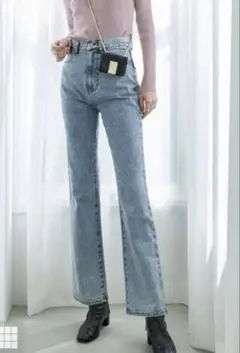 GRL ハイウエストセミフレアデニムパンツ cu289 XSサイズ