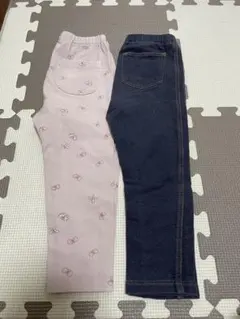 ユニクロ　レギンス　90cm　10分丈　ズボン　　ちょうちょ　ピンク　ネイビー