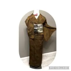 小紋 南部幸雄 鳥に花模様 格子柄 弁柄色 縮緬 K-4404 小紋 南部幸雄 鳥に花模様 格子柄 弁柄色 縮緬 K-4404 - メルカリ