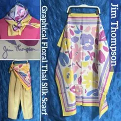 JIM THOMPSON ジムトンプソン　花柄ストライプ　　シルク大判スカーフ