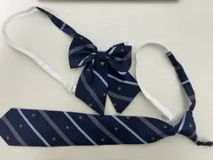ネイビー ストライプ リボンタイ ネクタイ セット