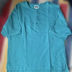 HH ヘリーハンセン　ターコイズ ボタン付き Tシャツ　ポロ地