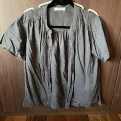 Samansa Mos2 blue ボイルギャザーブラウス