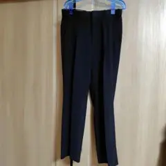 黒 スラックス プレーンフロント