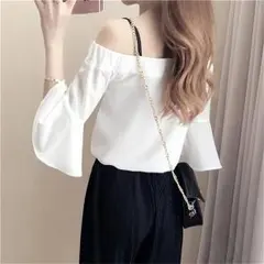 ディース シフォンブラウス ワイドパンツ　ゴム フレア袖